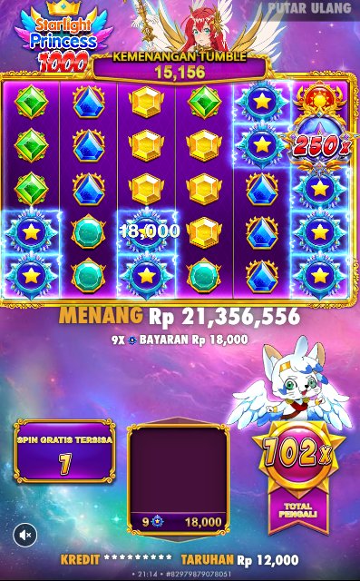 QQDEWA JACKPOT PERMAINAN SLOT PRAGMATIC PLAY STARLIGHT PRINCESS 1000 Rp.100.000.000,- LUNAS - Foto 5